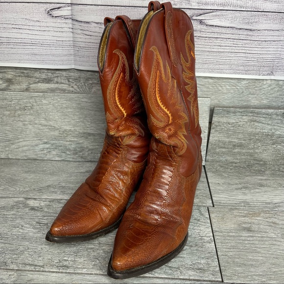 Cuadra Other - Cuadra Ostrich Leather Cowboy Western Boots Mens Brown Sz 9 Mex 28.
